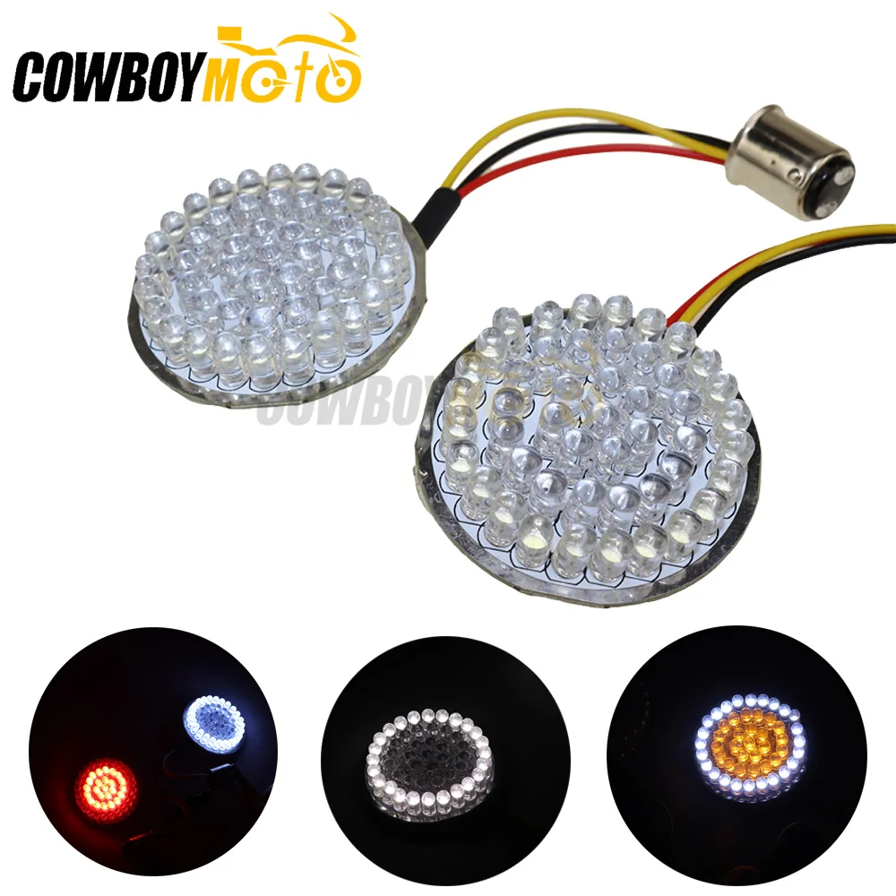 

Motorcycle 2" Bullet Style 1157 LED Inserts Turn Signal Light Panel For Harley Sportster Softail Touring Dyna Street Glide FLHX