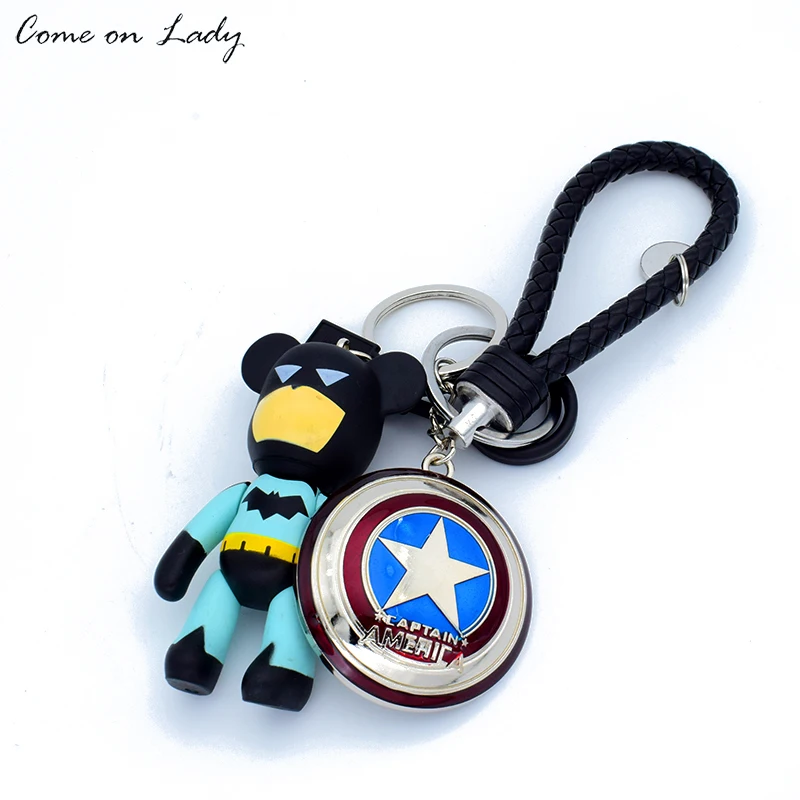 Cartoon Captain America Shield Gloomy Bear Keychain Key Ring Key Chain