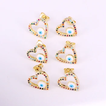

6Pairs, New arrived stud earring Gold Filled colorful cz heart stud