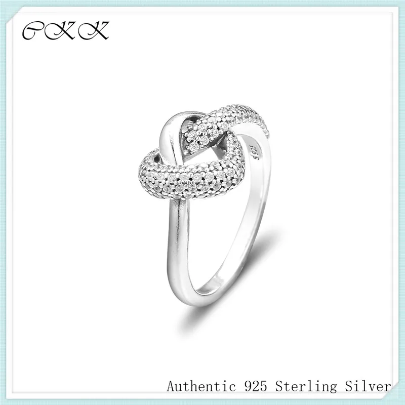 

Knotted Heart Ring 100% 925 Sterling Silver Clear Zircon Heart Rings for Women 2019 Mother's Day Gift PFR203