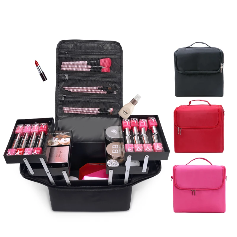 

Professional Make Up Bag Women Cosmetic Bags Case High Quality Oxford Female Korean Makeup Box Large Capacity Travel Wash Bags