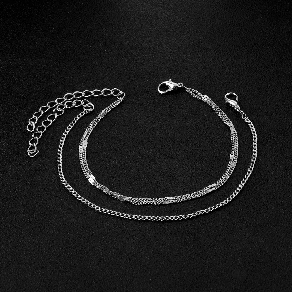 European and American new female jewelry simple double anklet beach anklet woman temperament anklet