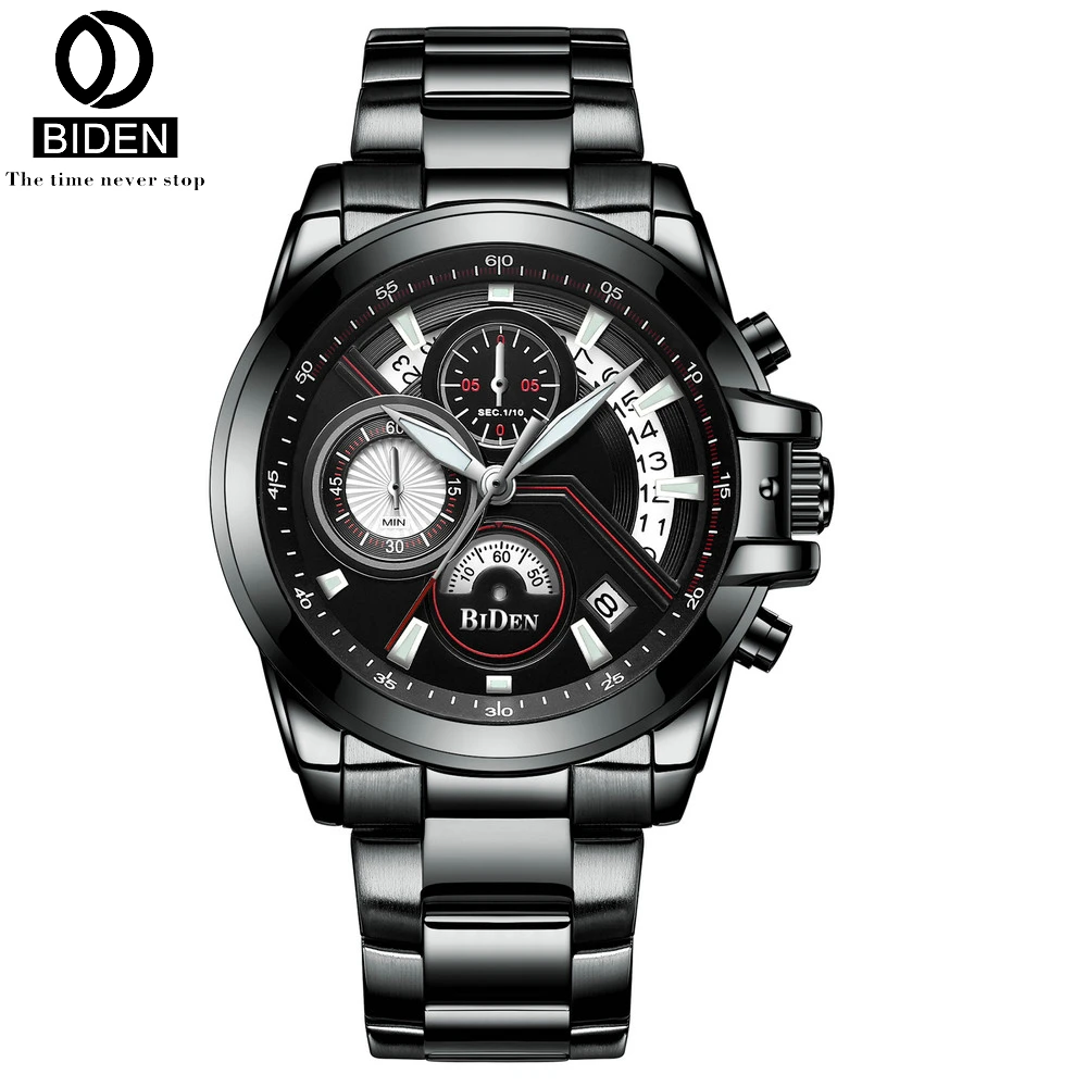 

BIDEN Men's Sport Quartz Watch Fashion Casual Men Stainless Steel Watches Man Chronograph Wristwatch Relogio Masculino