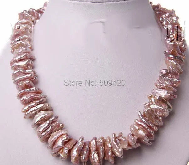 

Free Shipping >>stunning big 18mm baroque purple biwa freshwater cultured pearl necklace