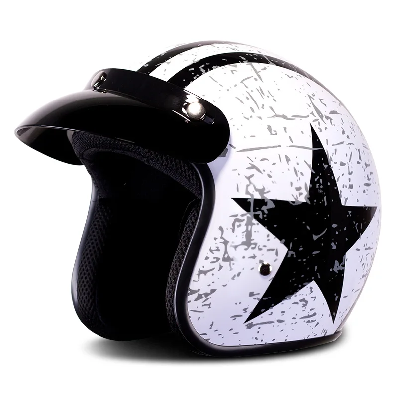 BYE мотоциклетный шлем мотоциклетный Ретро винтажный Мото шлем круизер чоппер Скутер 3/4 открытый шлем с пузырьковым козырьком