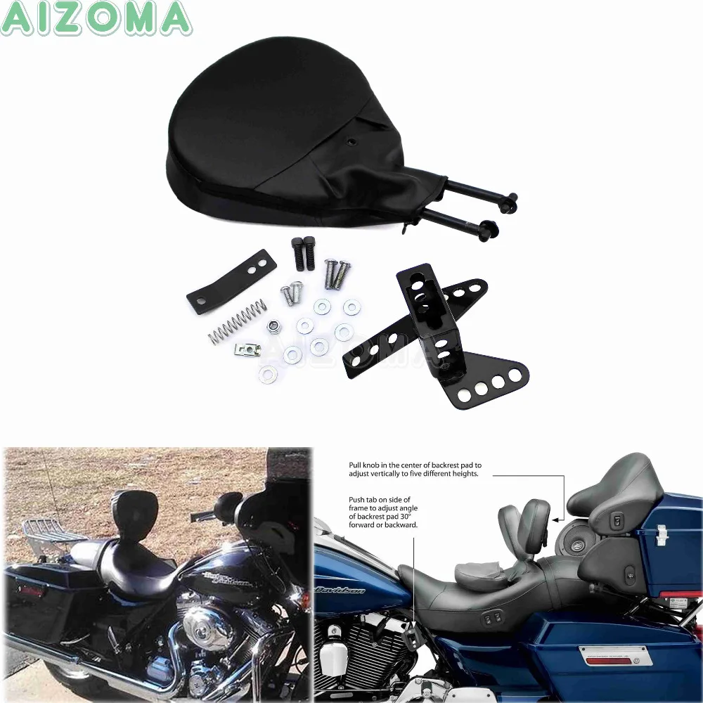 HECASA Driver Backrest Adjustable With Mount Compatible With 2009-2020 Harley Touring Street Glide Road King Electra Glide CVO Detachable Rider Backrest 
