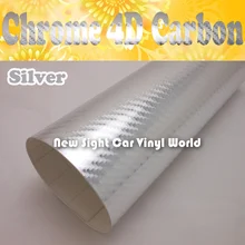 High Quality Silver Chrome 4D Sticker For Laptop Vehicle Air Bubble Free Size: 1.52*30M/Roll