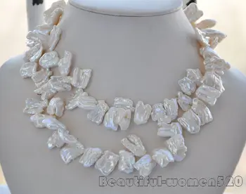 

Z5122 20mm white baroque biwa freshwater pearl necklace 33inch