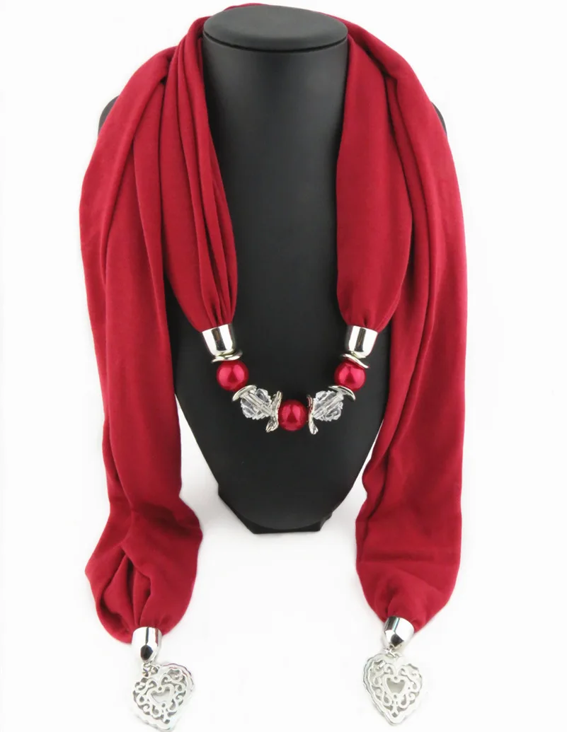 New Fashion Charms winter Scarf Necklaces crystal bead Vintage Pendant scarf Necklaces Women