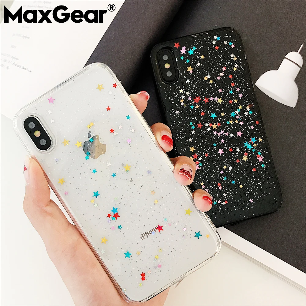 

Luxury Glitter Bling Soft Case For iPhone X XR XS MAX Star Clear Cover Shining Sequin Phone Cases For iphone 6 6S 7 8 Plus Coque
