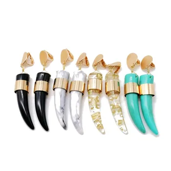 

Free Shipping Horn Black Green Gold Gray Resin Elegant Fashion Earring For Women