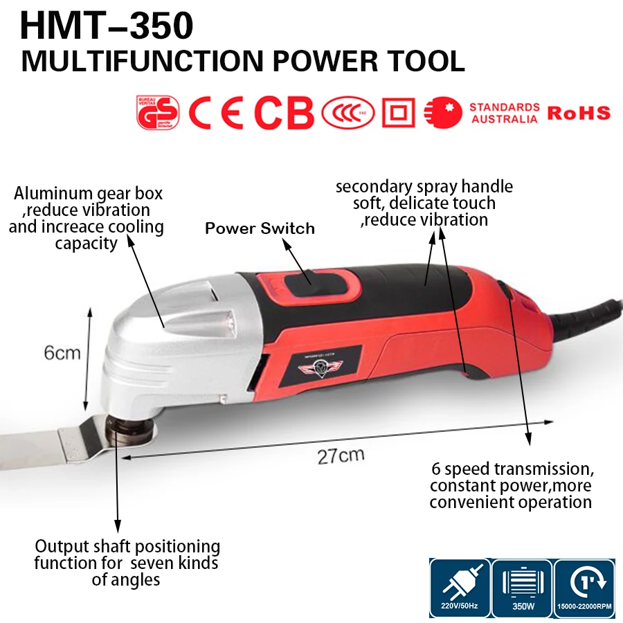 Kopen Multifunctionele Power Tool Elektrische Trimmer, 350 w Multi Master Oscillerende Tool, DIY vernieuwer tool thuis, hout werken set.