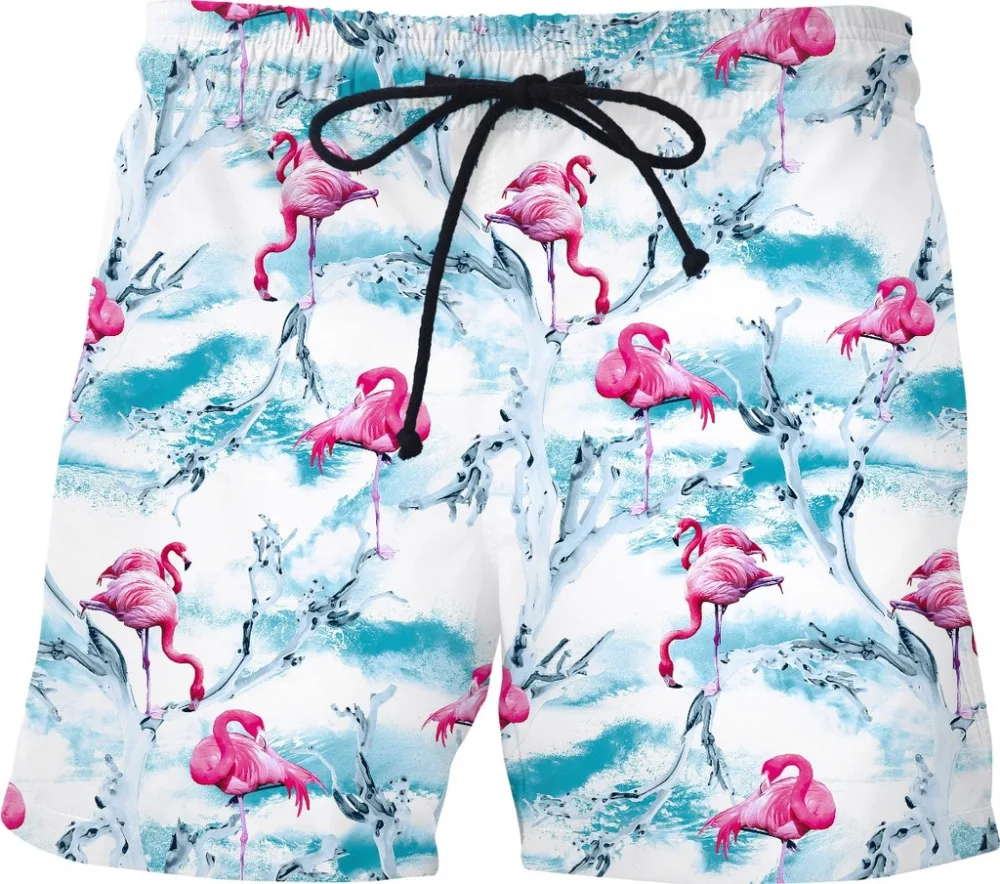 Быстросохнущие летние мужские s Siwmwear мужские s пляжные обшитые мужские шорты Фламинго шорты пляжная одежда Фламинго шорты