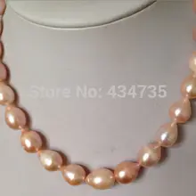 Длинные 43-45 см Горячие огромные 11-13 мм Красивые AKOYA розовый барокко жемчужное колье, свадебные украшения
