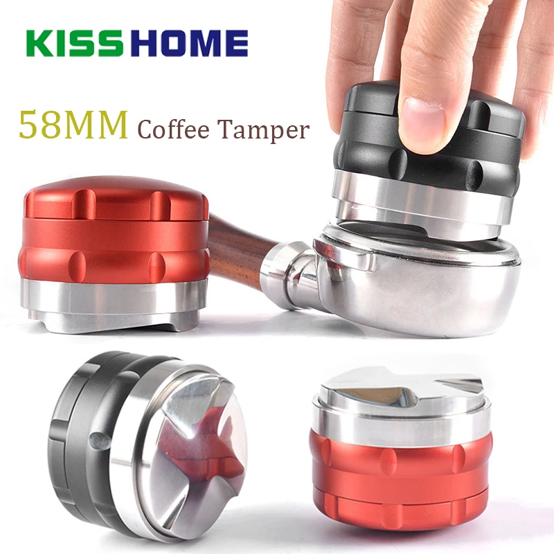 Stainless Steel Intelligent Coffee Tamper 58mm Four Angled Slopes Base Double-layers Adjustable Powder Hammer Distribution Tools Stainless Steel Intelligent Coffee Tamper 58mm Four Angled Slopes Base Double-layers Adjustable Powder Hammer Distribution Tools
