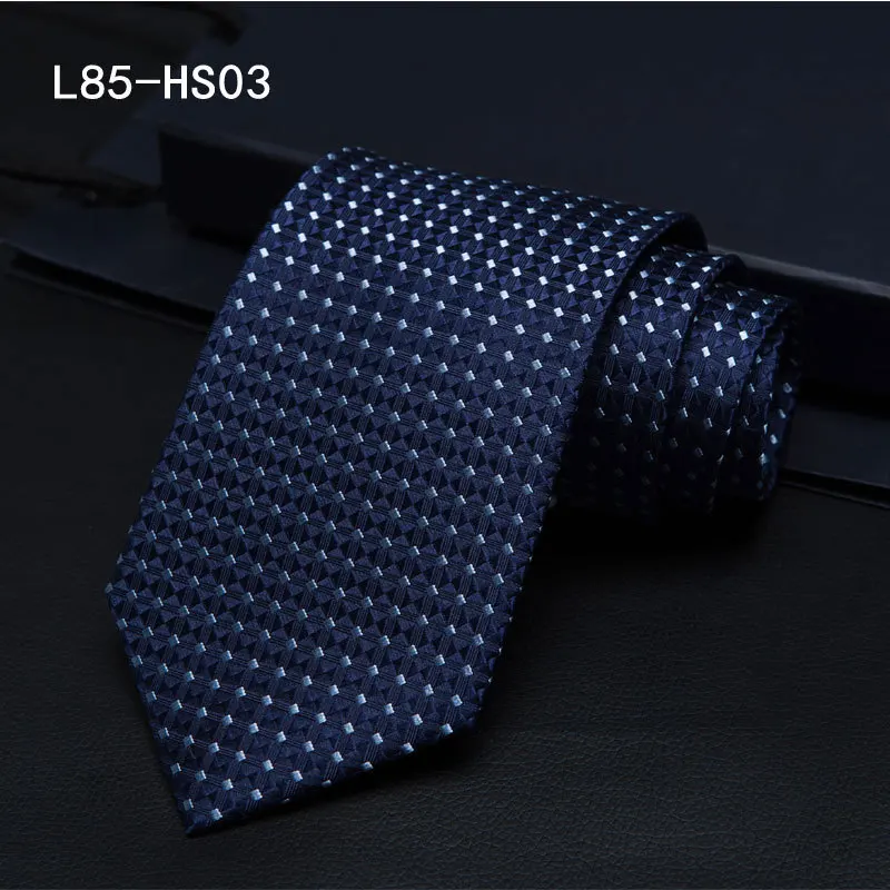 Модный роскошный галстук из натурального шелка для мужчин, формальное платье, геометрический полосатый галстук, свадебные подарки для мужчин - Цвет: L85-HS03