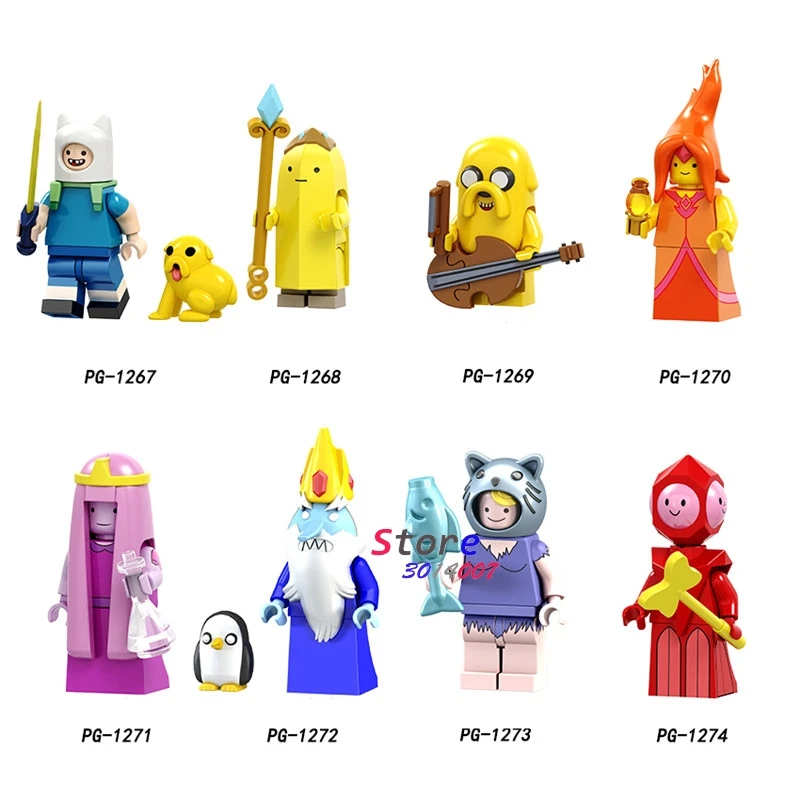 

Single Cartoon movie Adventure time Finn Banana guard Jack Flame princess Duke Party Figure building block toys for children