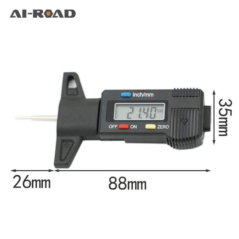 

Portablbe Digital LCD Car Tyre Tire Tread Depth Gauge Meter Ruler Caliper Measuring Tool for Moto Truck 0-25.4mm Metric/Inch