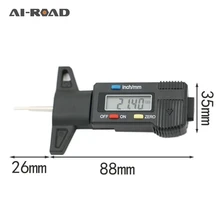 Portablbe Digital LCD Car Tyre Tire Tread Depth Gauge Meter Ruler Caliper Measuring Tool for Moto Truck 0-25.4mm Metric/Inch