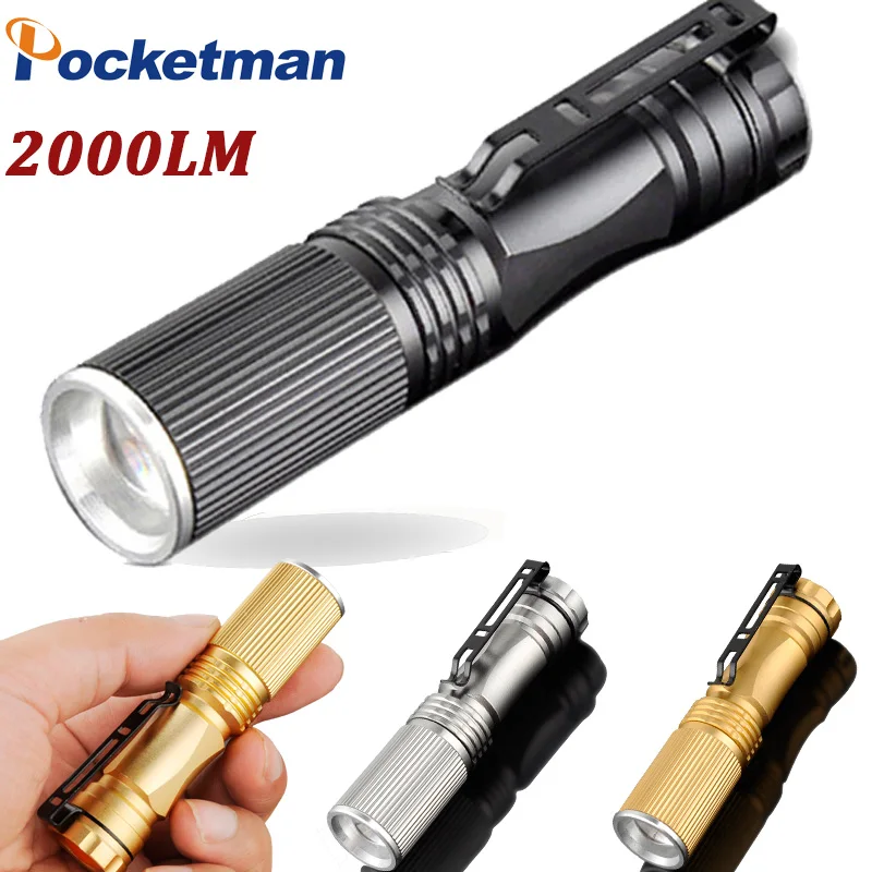 

Mini LED Flashlight 2000LM lantern Torch light Strong Lumens lampe torche Zoomable Penlight lanternas de led 3 Colors