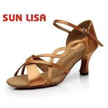 SUN LISA/женская танцевальная обувь для девушек на высоком каблуке; обувь для сальсы, Танго, бальных танцев, латинских танцев