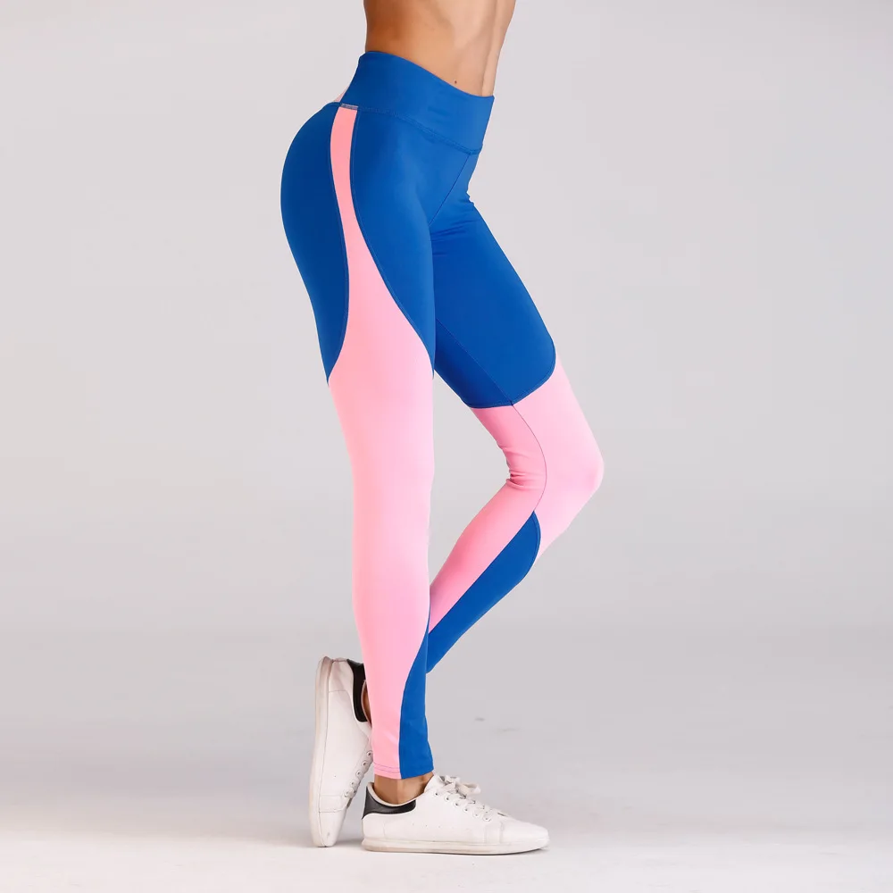 

P034 New 2018 Yoga Pants sexy pink and royal blue black and white quick Dry Slim Ladies yoga running sport Leggins