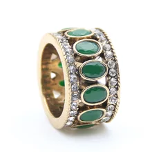 Anillo Vintage turco para mujer, de resina ovalada redonda, de cristal, Caesar, Color dorado antiguo, étnico, joyería de boda para hombre, anillo de corona