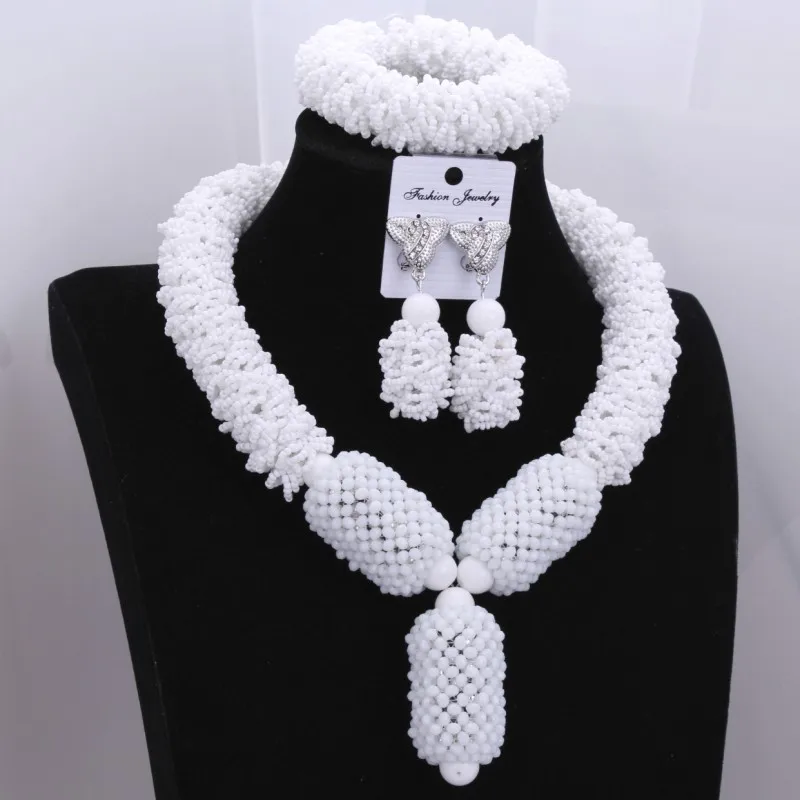 Classique afrique Dubai perles de mariage ensemble de bijoux Orange cadeaux de noël bijoux colliers