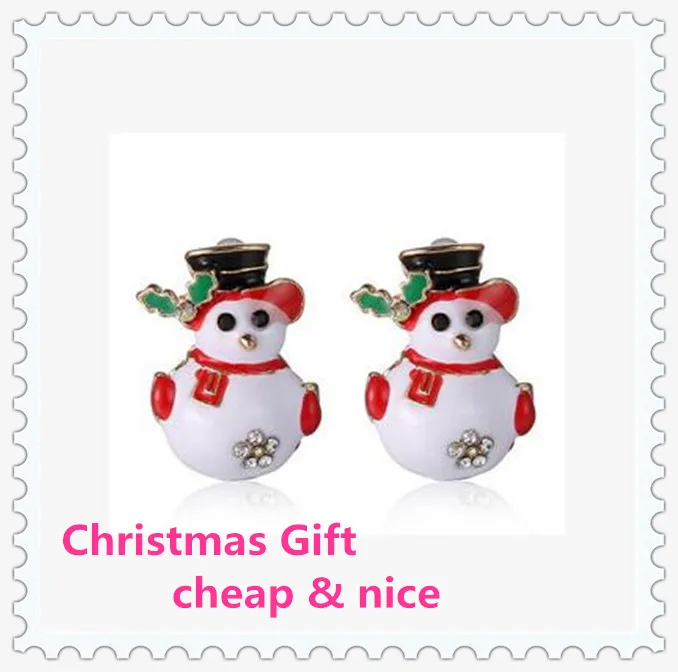 

2017 new festival gift winter cute snowman crystal earrings alloy Chirstmas girl stud earring festival rhinestone gift,OCE010