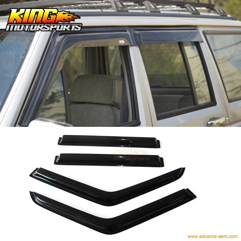 

Fits 84-01 Jeep Cherokee Sun Window Visor Rain Guard Vent Shade Smoke Slim Style 4Pcs