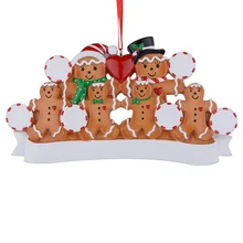 Пряник Семья 6 смолы Рождество дерево Украшения как персонализированные подарки для Коттеджи украшение партии