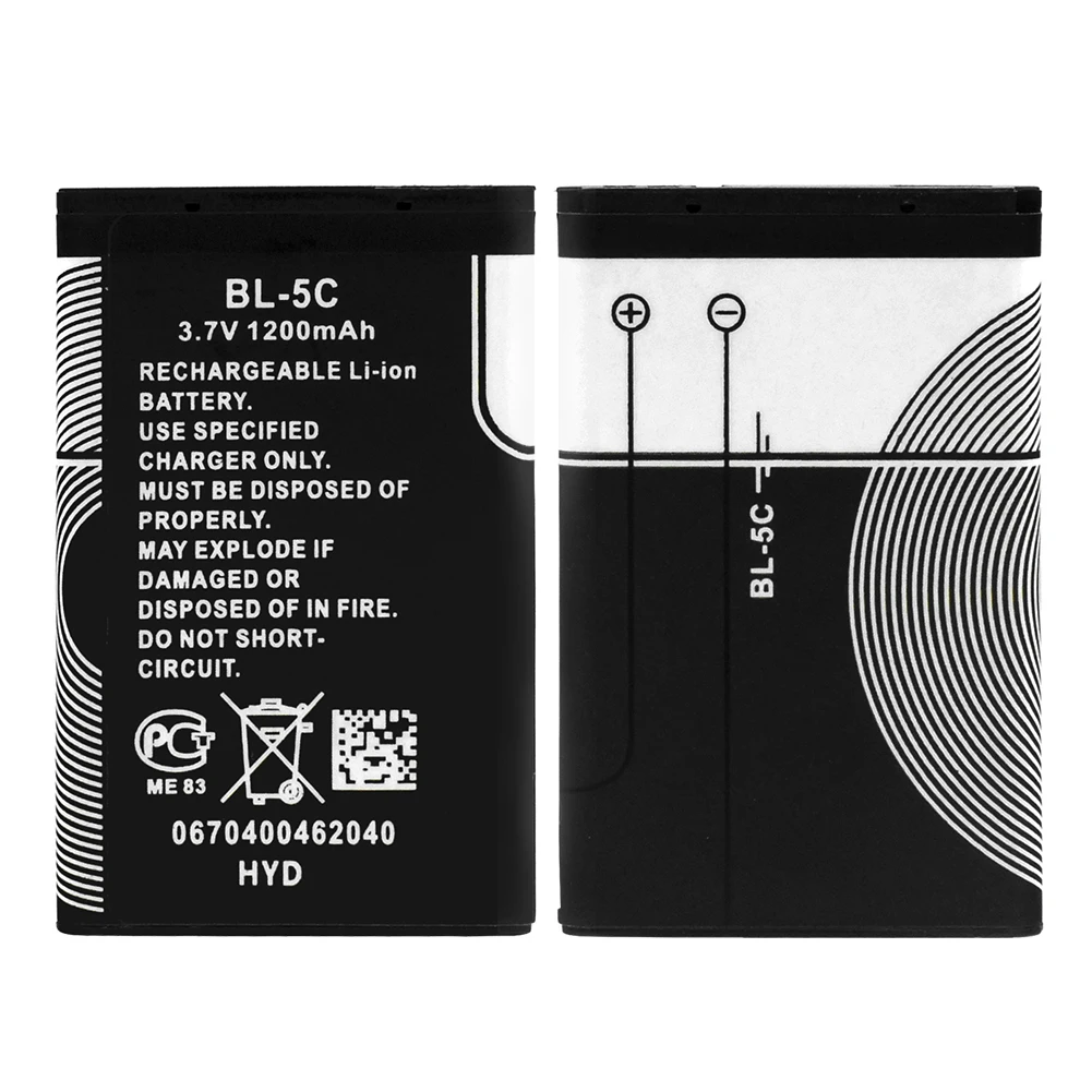 Литиевая батарея Li-Po 3,7 V 1200 мА/ч, Батарея BL-5C BL 5C для Nokia 6267 6270 6330 6555 6600 6620 6630 1100 1101 1110 1112 1208 1600