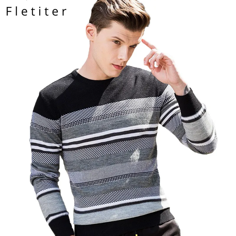 

Fletiter Sweater Men Clothes 2019 Autumn Winter Cashmere Wool Pullover Sweaters Plus Size Business Casual O-Neck Pull Homme