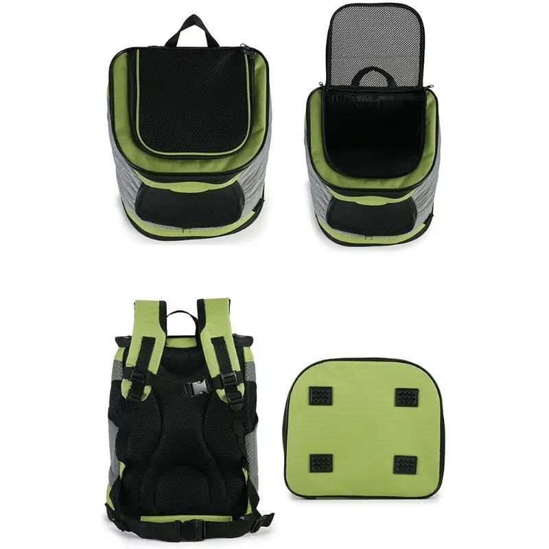 Dogs Backpack Carrier Foldable Waterproof Pet Rucksack Puppy Cat Soft Sided Travel Bag Padded Top Open Breathable Mesh Waist Str