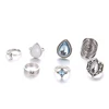 7 pièces/ensemble Vintage grand opale cristal anneaux ensemble pour femmes fille bohème Antique argent couleur Midi anneaux ensemble Floral Knuckle été ► Photo 3/6