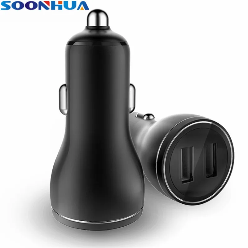 SOONHUA Mini Dual USB Автомобильное зарядное устройство 3.6A Быстрая зарядка Универсальный