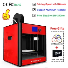 Tronxy Red 3D Printer kit FDM 3D Metal Dual Fans Dual Z Lead Screw Heatbed 3D Printering Size 210*210*210mm Full Metal Assembled