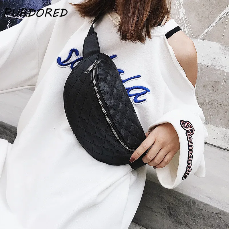 

PURDORED 1 Pc Women Solid Waist Belt Bag Fashion Phone Pouch Fanny Pack for Girl Female Waist Pack Chest Handbag Heuptas Pochete