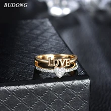 BUDONG Love heart design сердце Clah-Duh кладдахские кольца для женщин Рождественский подарок Anel Мода Золотой Цвет Bague Свадьба XUR644