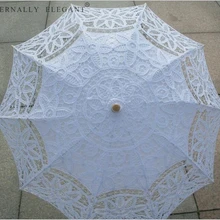 Sombrilla de encaje de algodón, bordado, muchos colores, Blanco/Marfil, decoraciones, 001