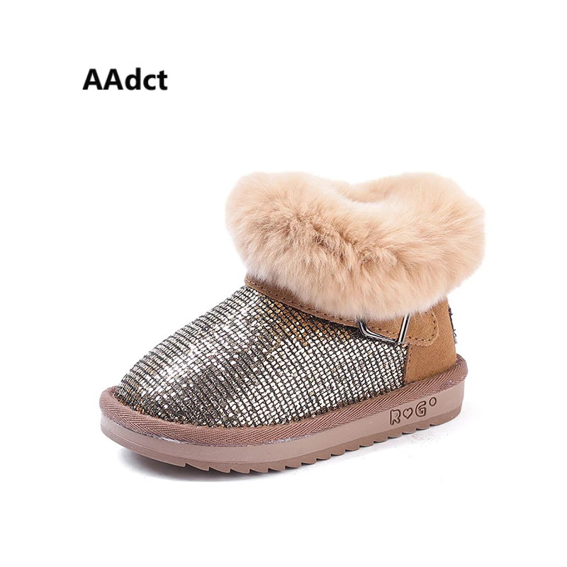 

AAdct Cotton warm snow boots for glitter girls boots New fashion shinning girls boots 2018 Winter little kids boots non-slip