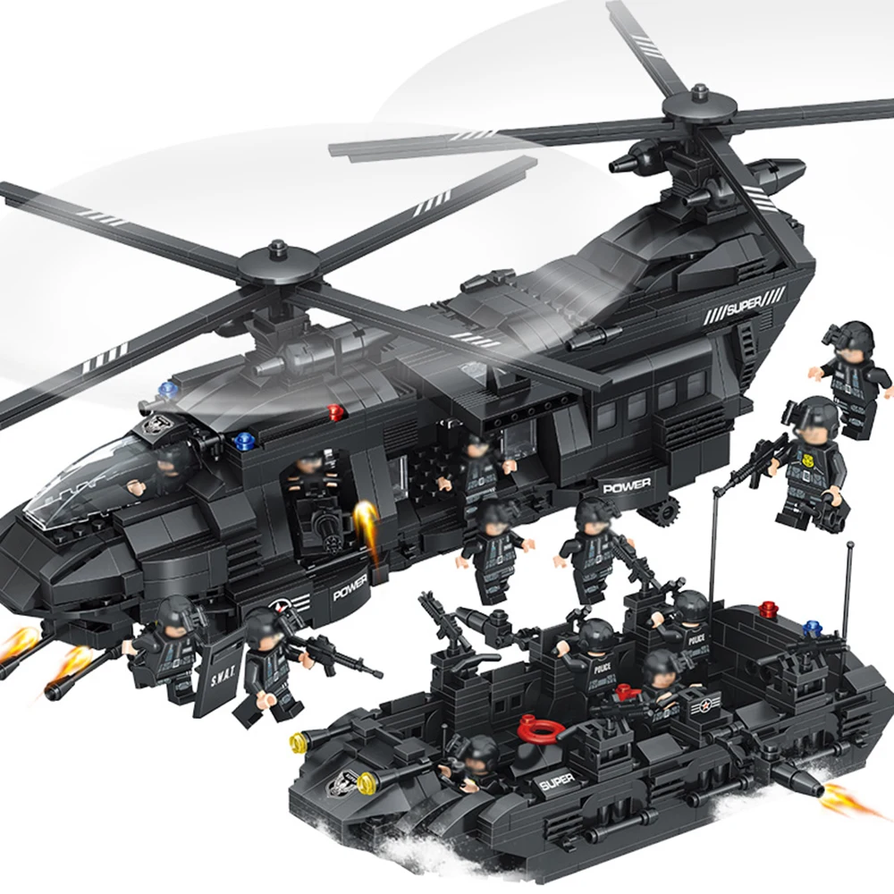 

SWAT City Police Team Transport Helicopter Figures Series Building Blocks Toys Compatible With Legoingly Small Bricks 1351PCS