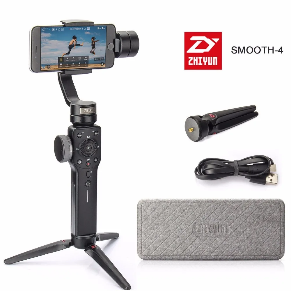 Zhiyun Smooth 4 3 осевой стабилизатор телефон экшн Камера портативный монопод с шарнирным замком для iPhone samsung S8 Galaxy S9 плюс мобильный смартфон