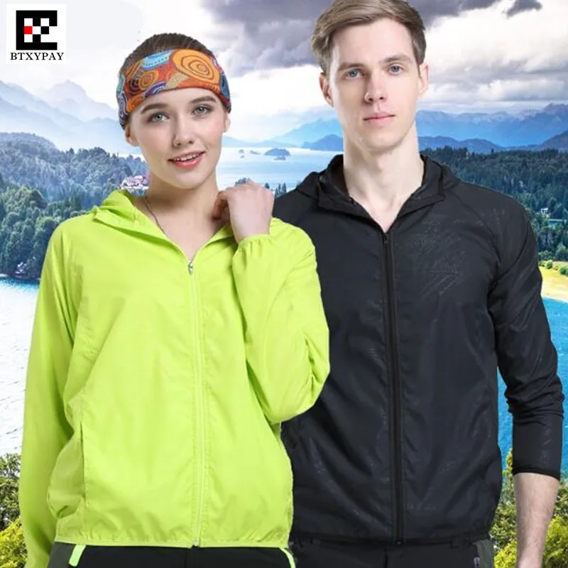 

Lovers Hooded Windproof Hiking Jacket Tops Quick-dry Fitness Anti-rain Anti-UV Ultrathin Lightweight Sun-Protective Fishing Coat