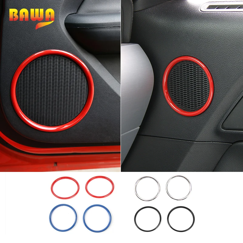 Goedkoop HANGUP Autodeur Speaker Ring Grote Kleine Size Decoratie Cover Interieur Stickers ABS Voor Ford Mustang 2015 Up Auto Styling