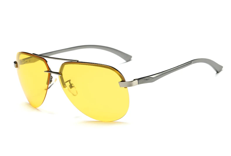Мужские поляризованные солнцезащитные очки ночного видения из алюминиево-магниевого сплава, мужские брендовые дизайнерские желтые линзы, мужские очки ночного видения для вождения
