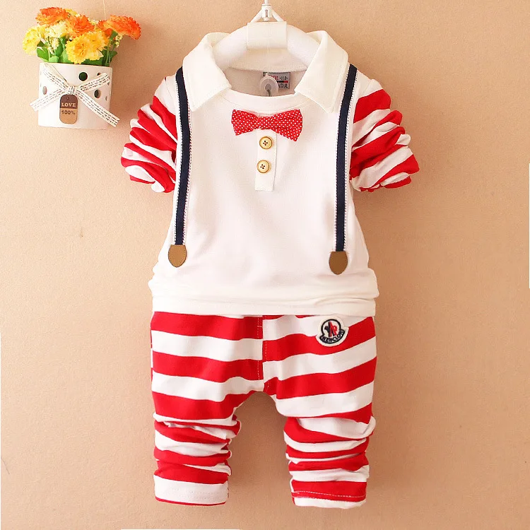 

2019 new baby boy clothes suit quality Children Long Sleeve bowknot shirt +pants body suits young gentleman kids clothing sets