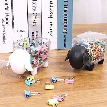 

Creative Mini Storage Box Cute Sheep Cosmetic Plastic Cotton Swab Holder Sheep Design Desktop Organizer Black and White Lovers