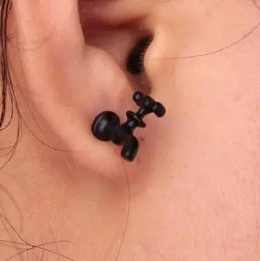 

Unique Funny Punk Black red yellow 5 Colors 3D Water Tap Faucet Stud Earrings for Cool Women Men Jewelry Accessories Gifts