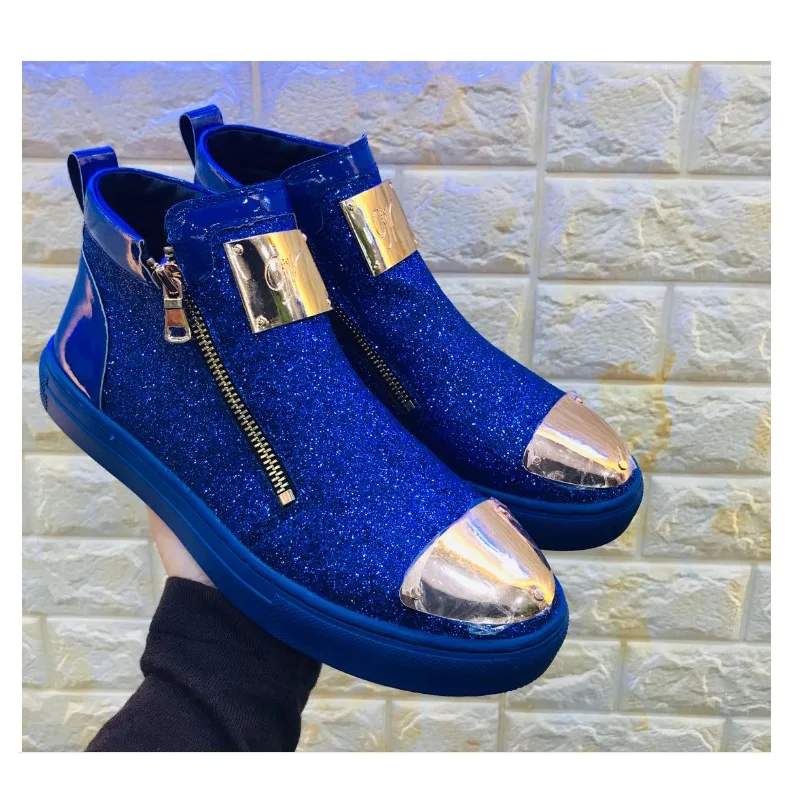 Appartements De Sneakers Hop Hommes 2019 Rue Noir Mâle Haute Chaussures À Pour Top bleu La Roulettes Hip Night Ovxuan Zip Mode Planche Royal argent Métal Club t6q8wt0